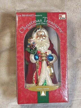 VTG Brass Key Christmas Treasures Classic Saint Nicholas Santa Ornament MIB